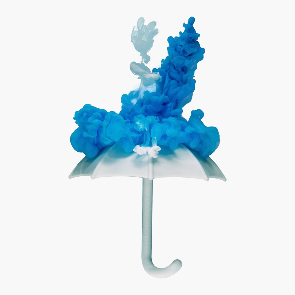 Psd blue color smoke bomb umbrella illustration
