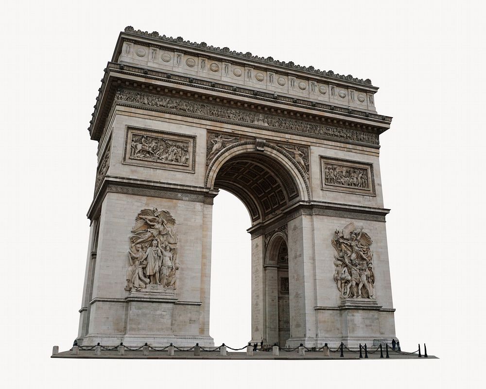 Arc de Triomphe, Paris famous landmark isolated image
