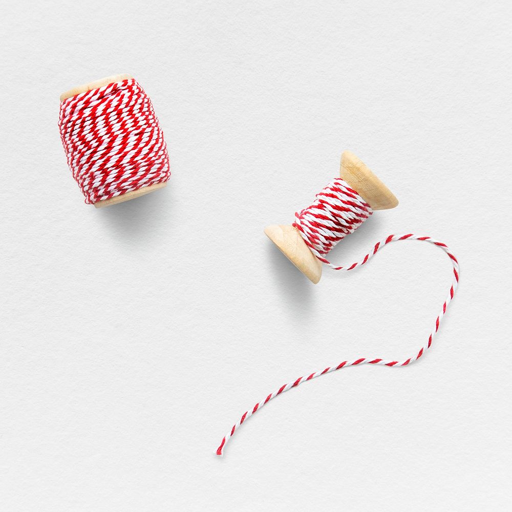 Red and white parcel rope