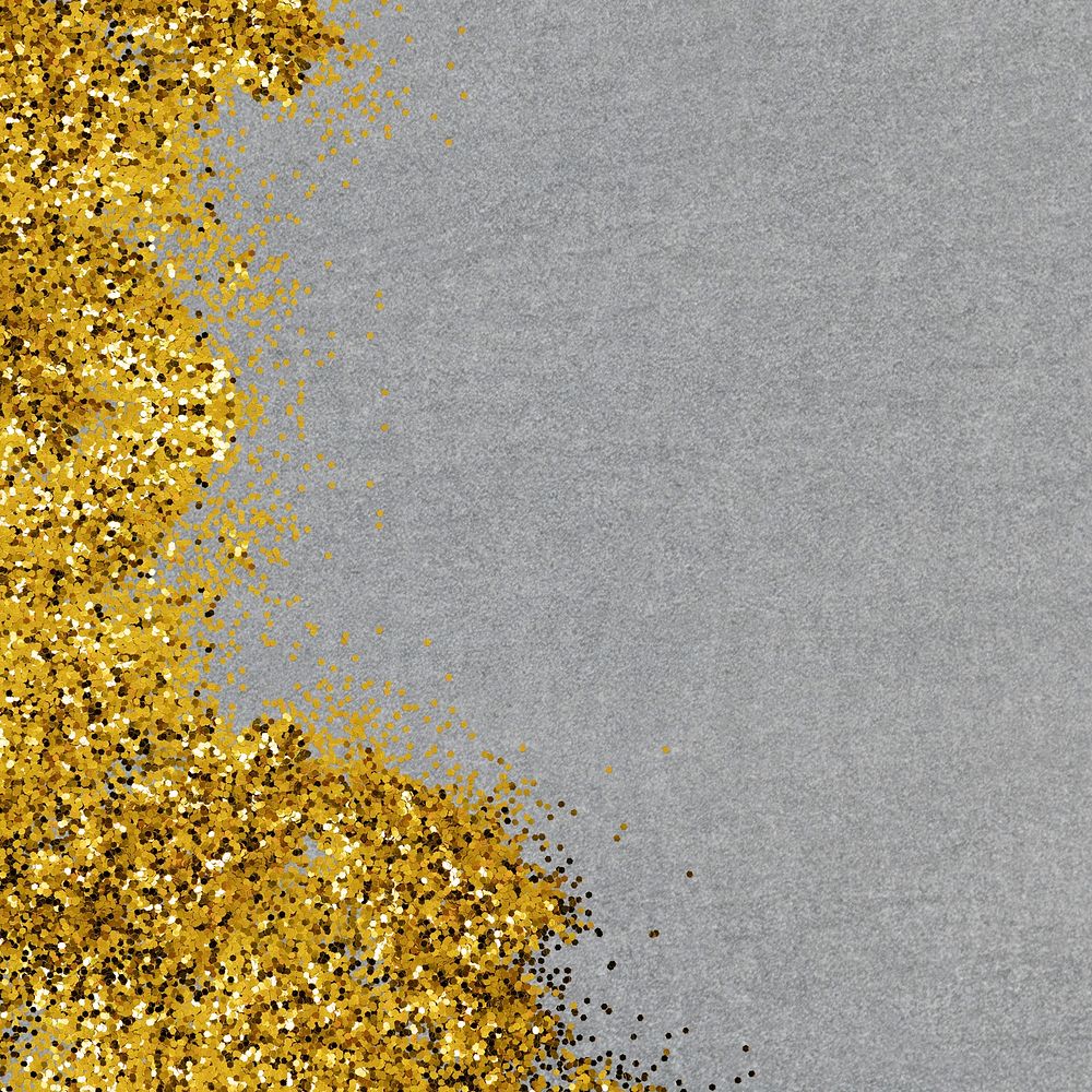 Shimmering gold confetti on a gray background 