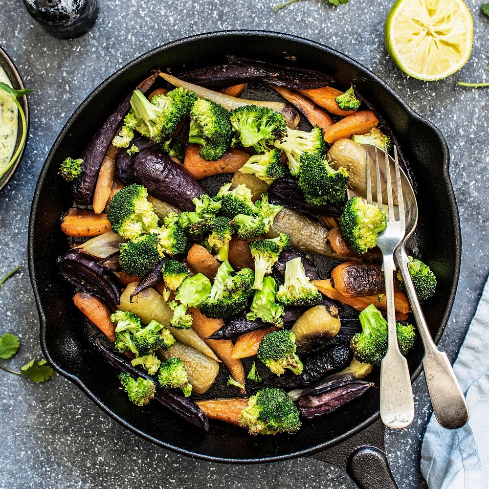 Fried vegetables in a pan