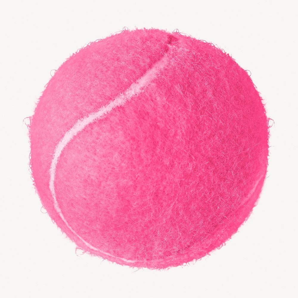 Pink tennis ball collage element, sport object design psd