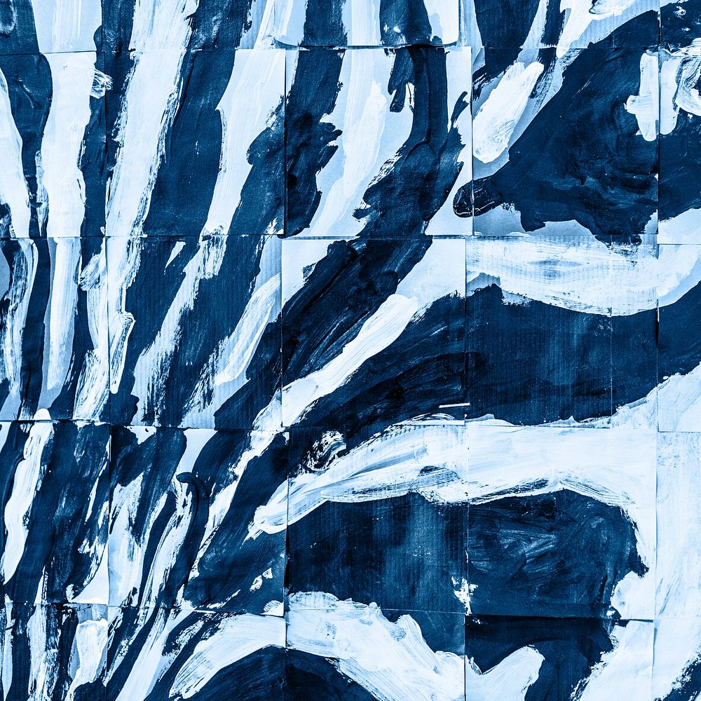 Abstract blue paint mosaic tiles