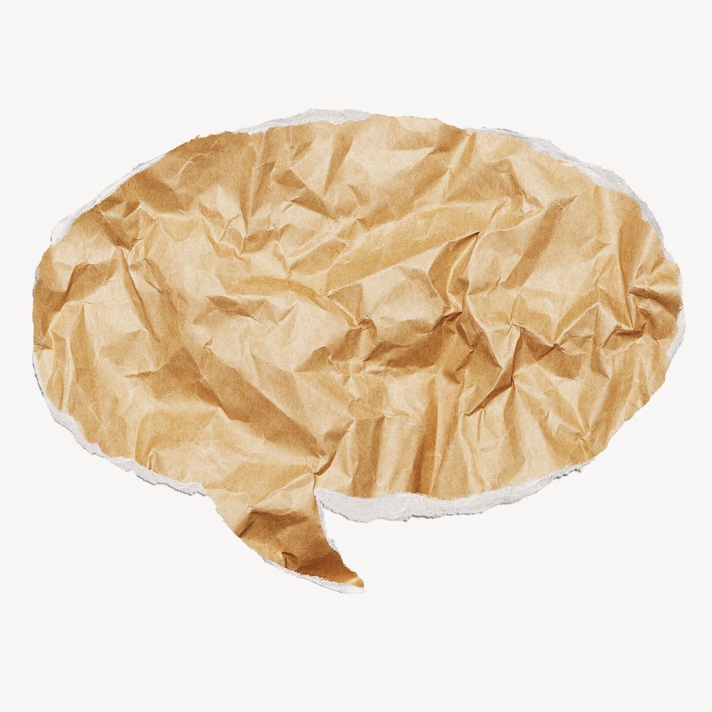 Crumpled paper, ripped paper speech bubble, texture image