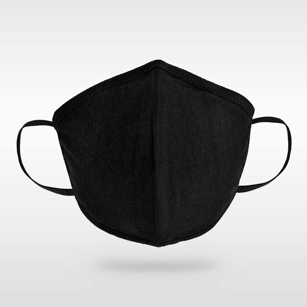 Black protective fabric face mask mockup