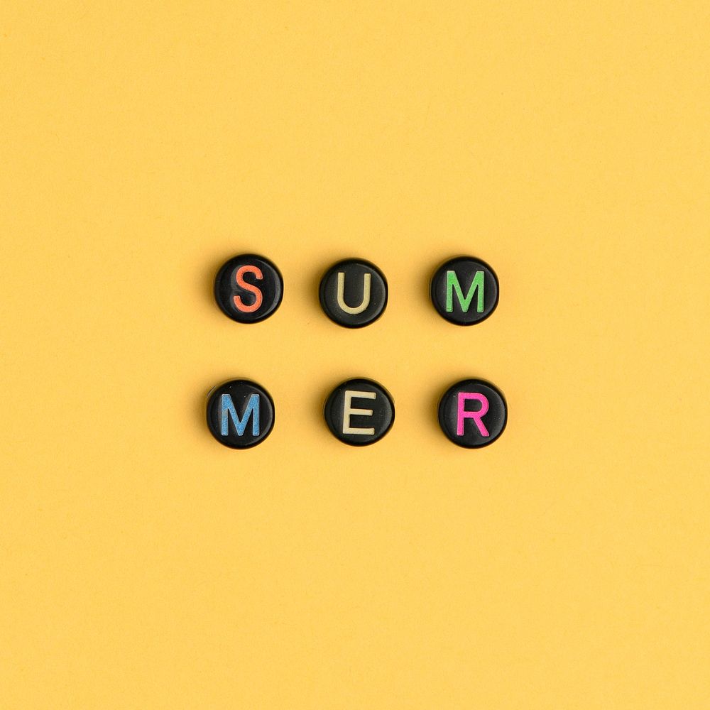 Summer word typography alphabet beads