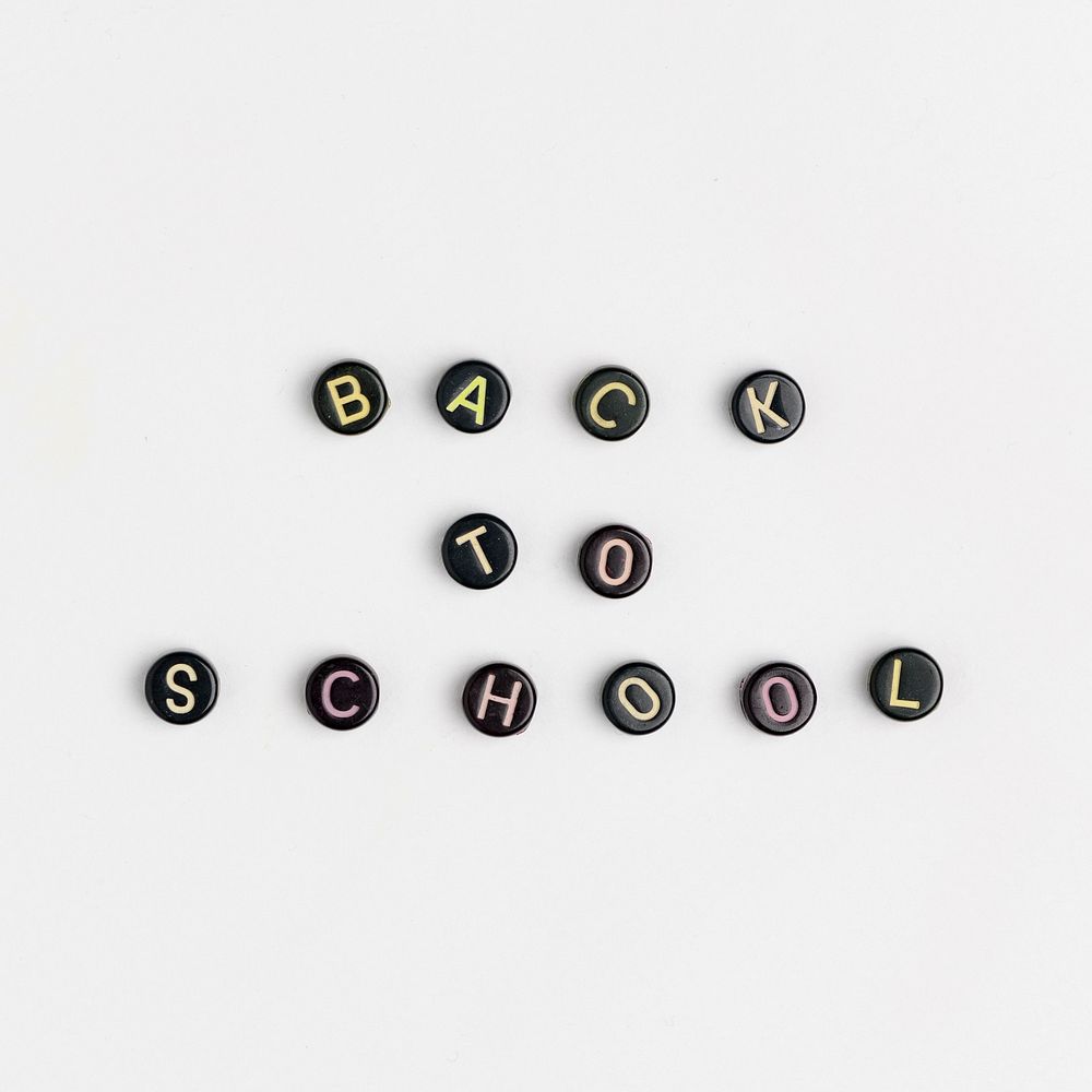 Black BACK TO SCHOOL beads message typography