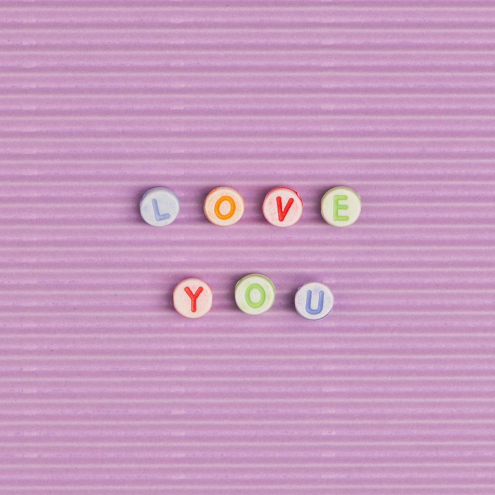 LOVE YOU word typography alphabet beads