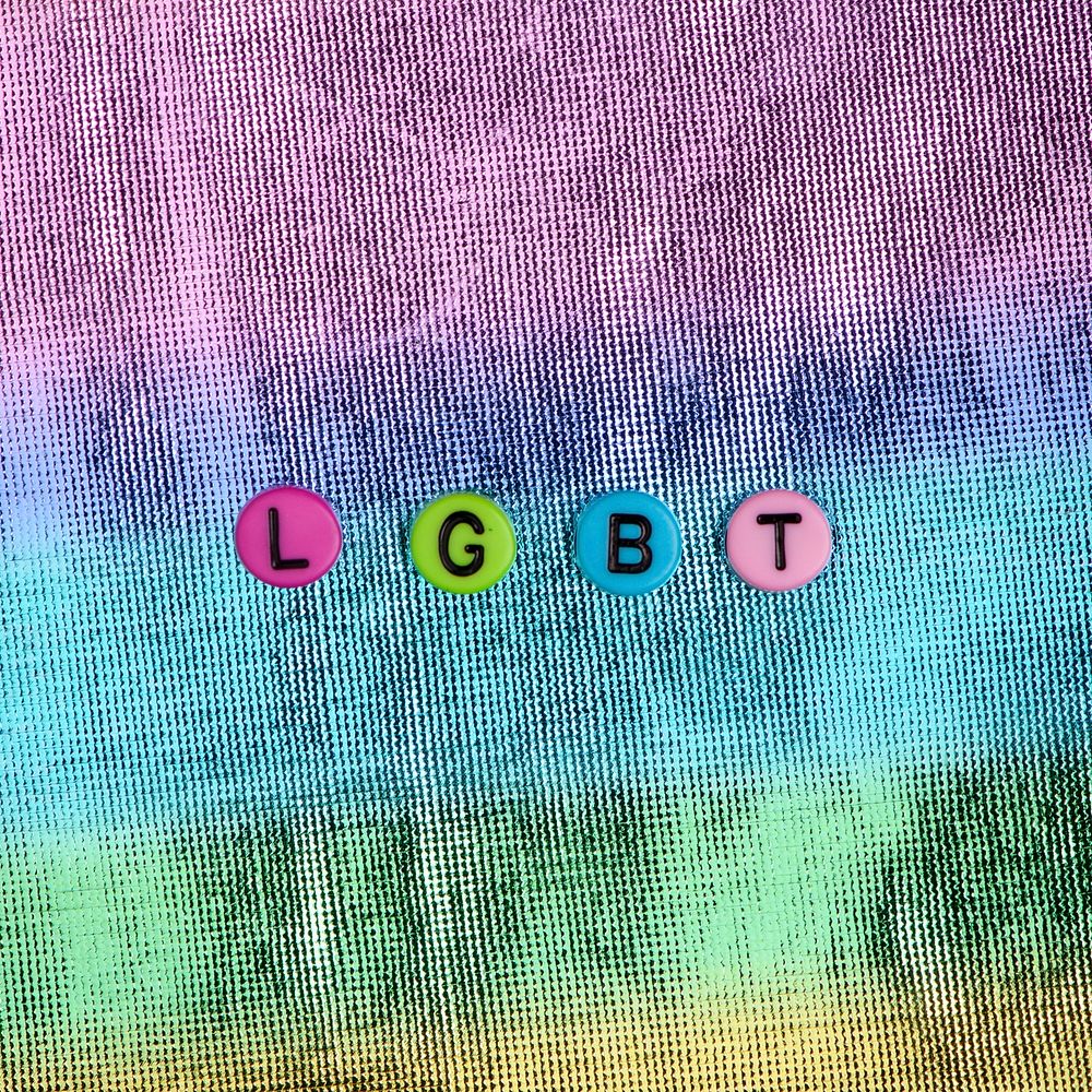 LGBT word beads lettering colorful background