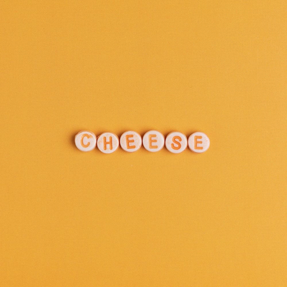 CHEESE word typography alphabet beads