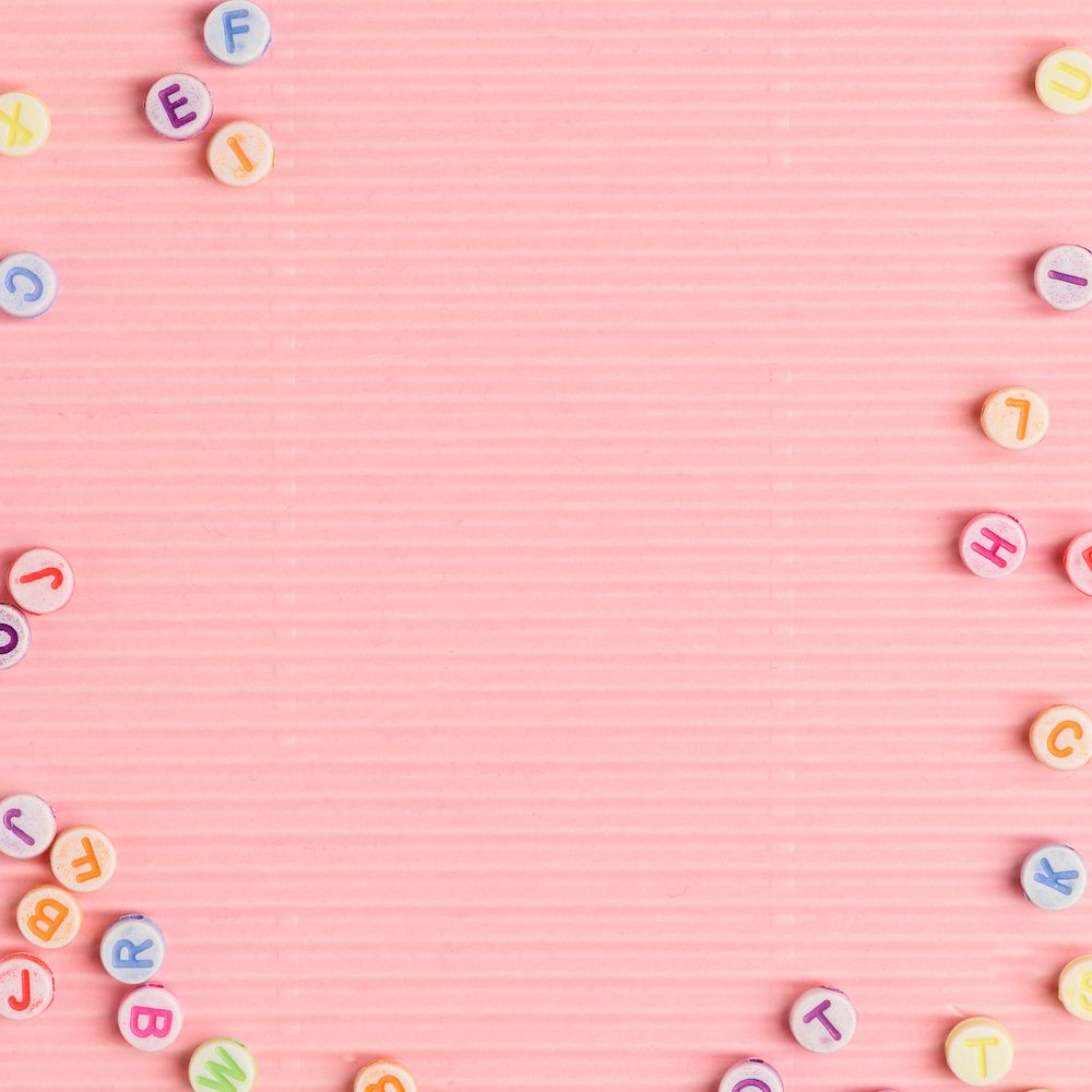 Letter beads border pink wallpaper text space