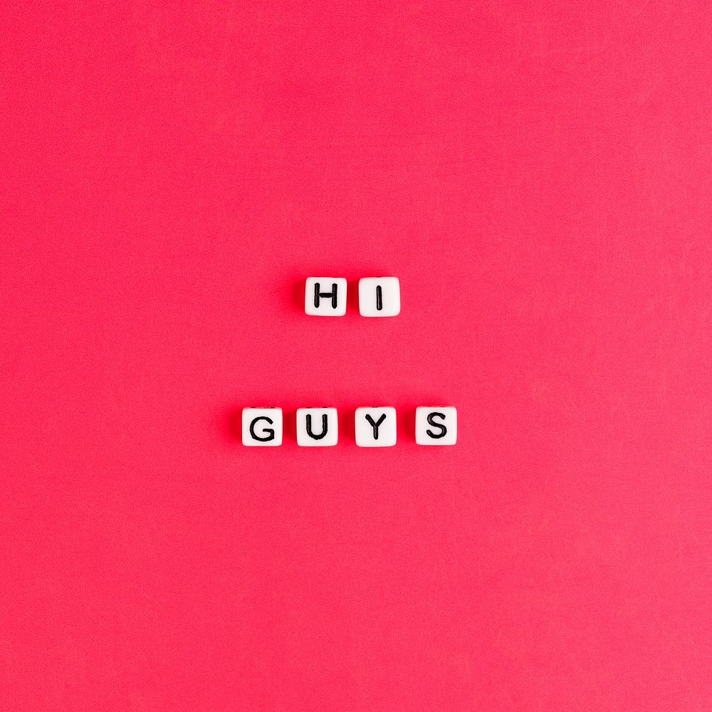 HI GUYS beads word typography on red
