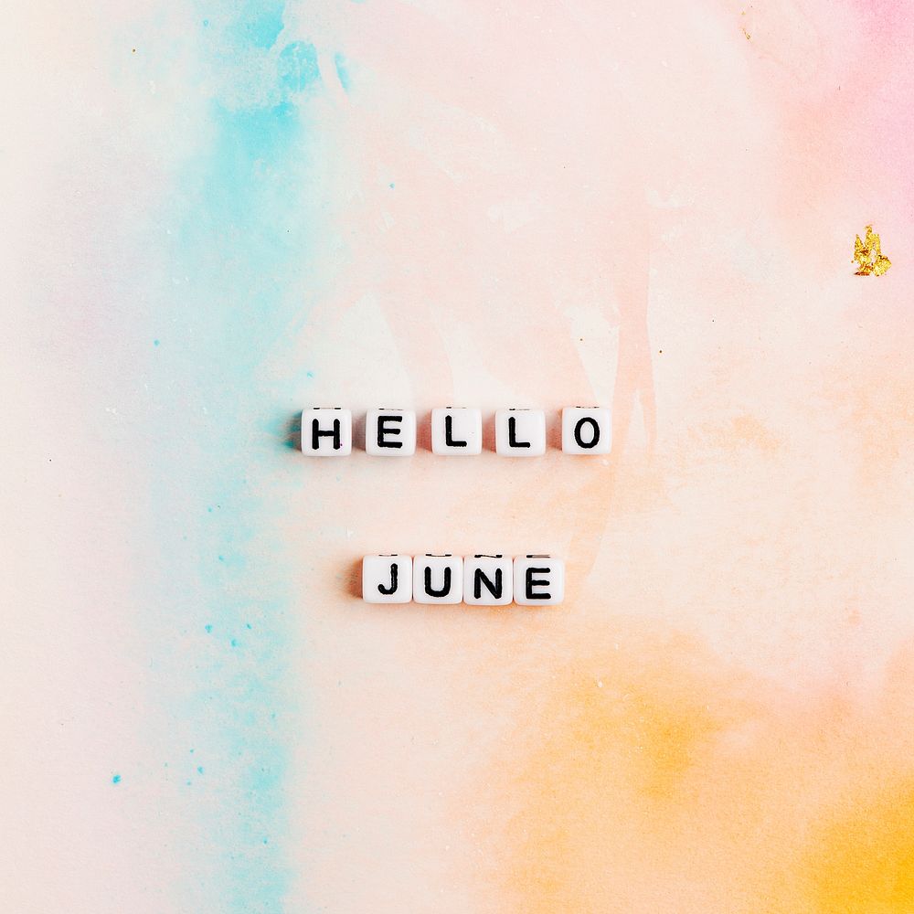 HELLO JUNE beads text typography on pastel
