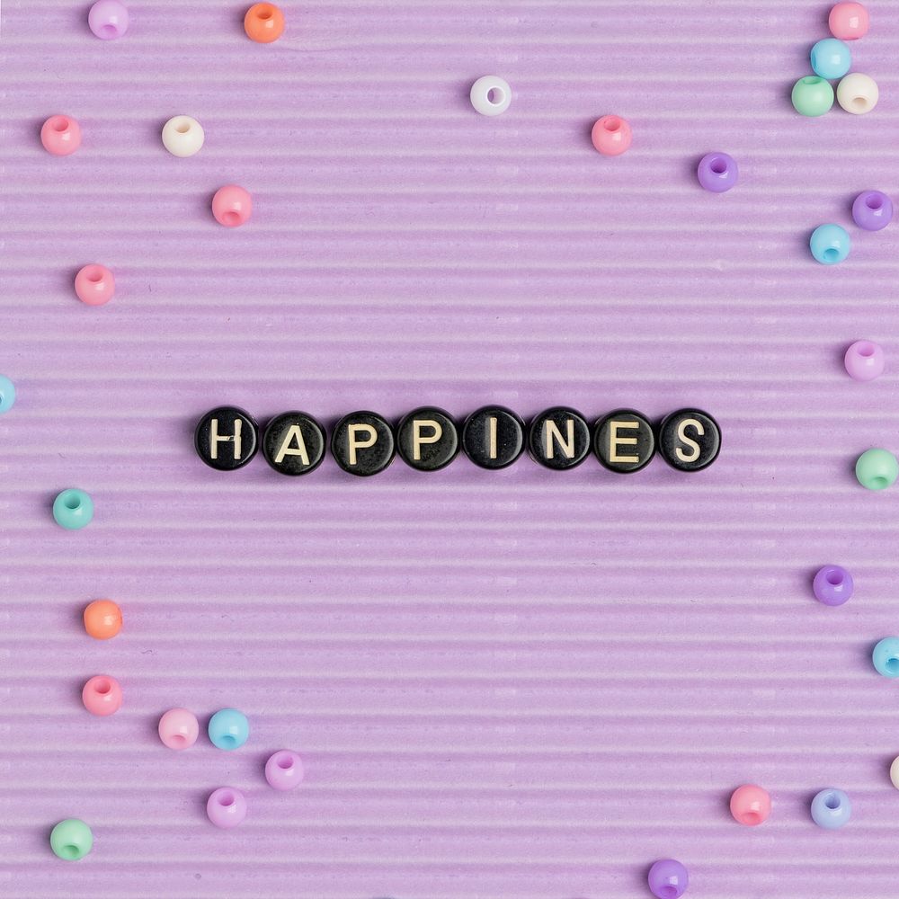 Happiness word beads lettering