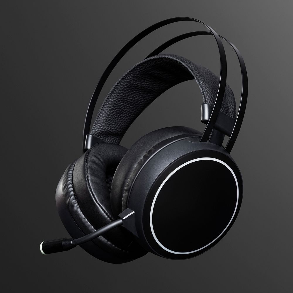 Black headphones mockup digital device
