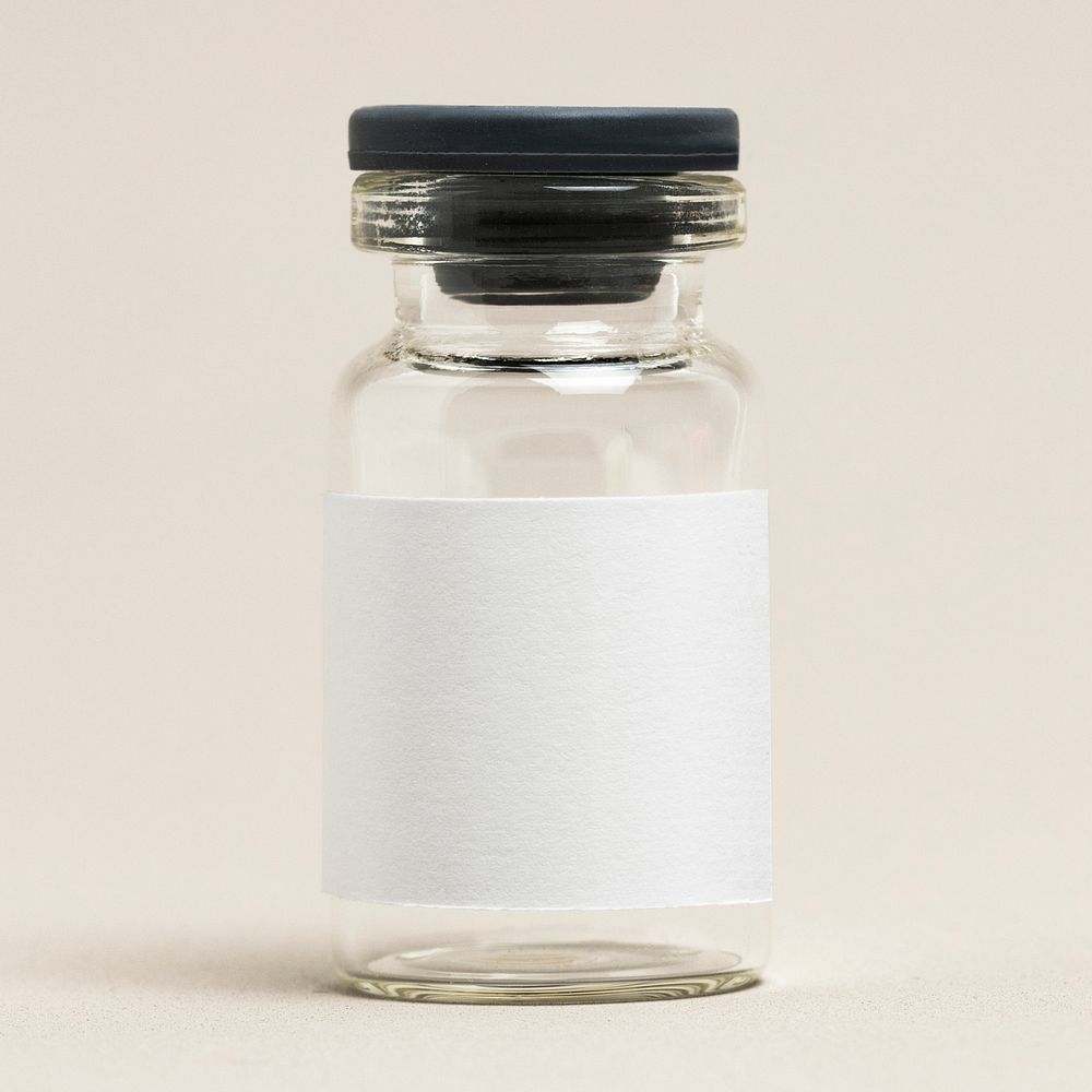 Injection glass bottle with blank white label 