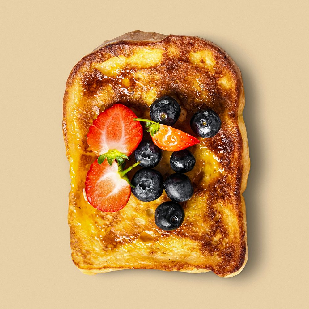 Breakfast french toast mixed berries food photography flat lay