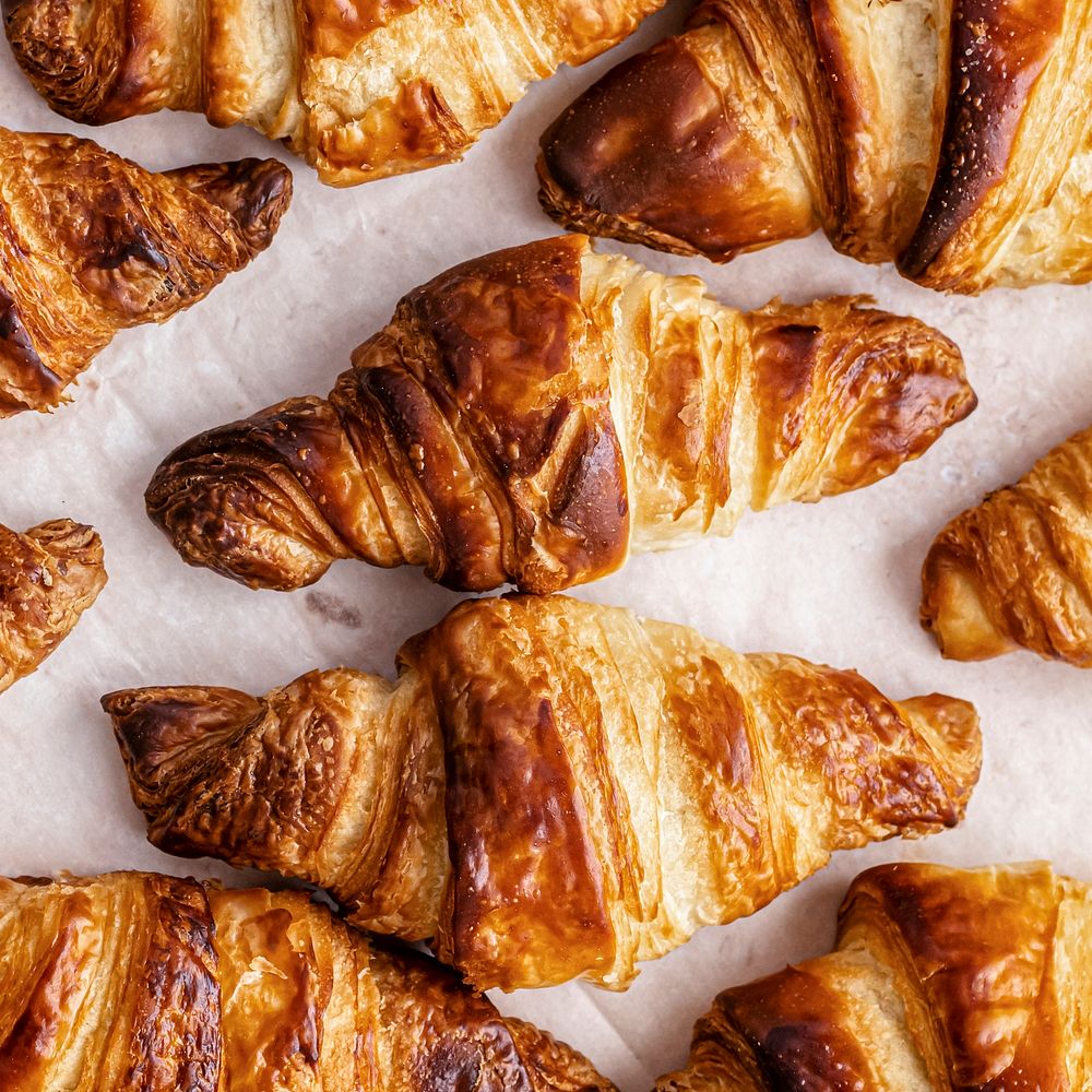 Croissant flat lay food photography