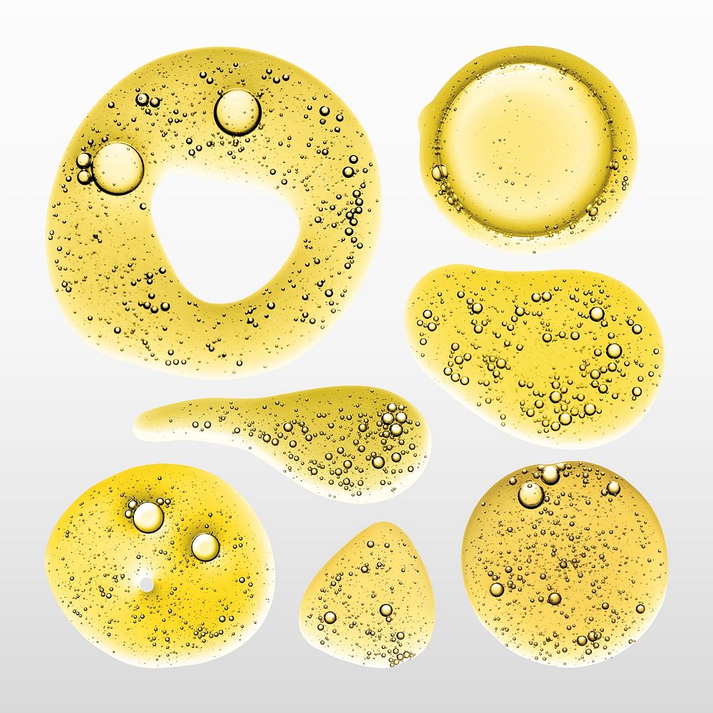 Abstract yellow oil bubble macro shot gold liquid vector