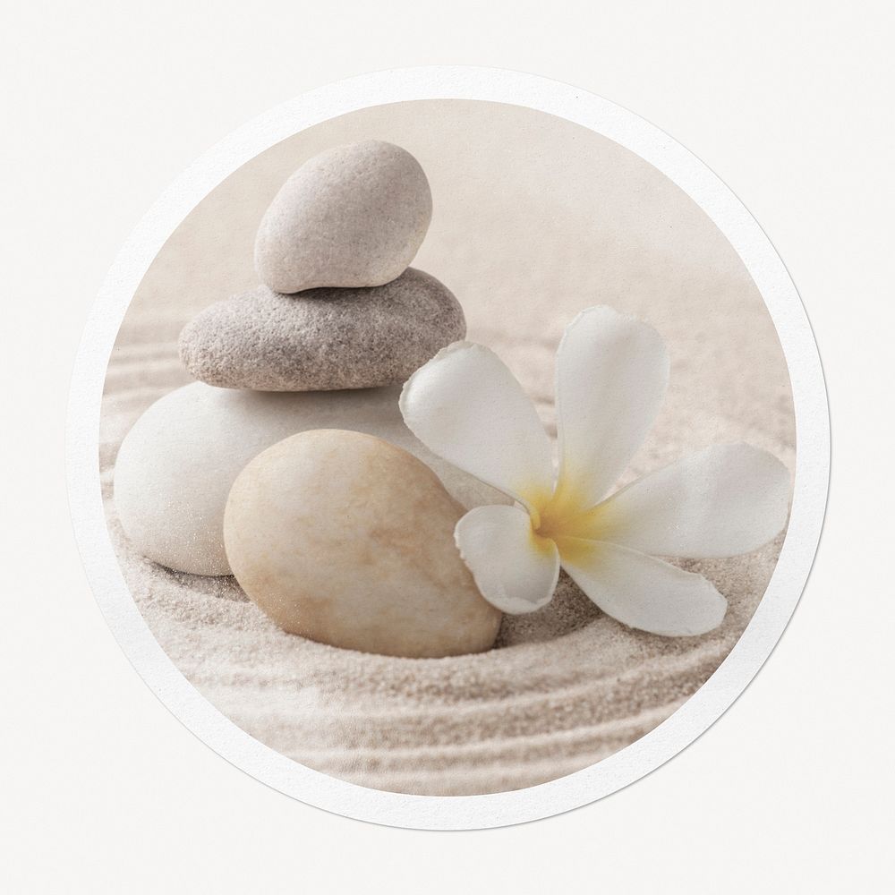 Zen stones in circle frame, wellness image