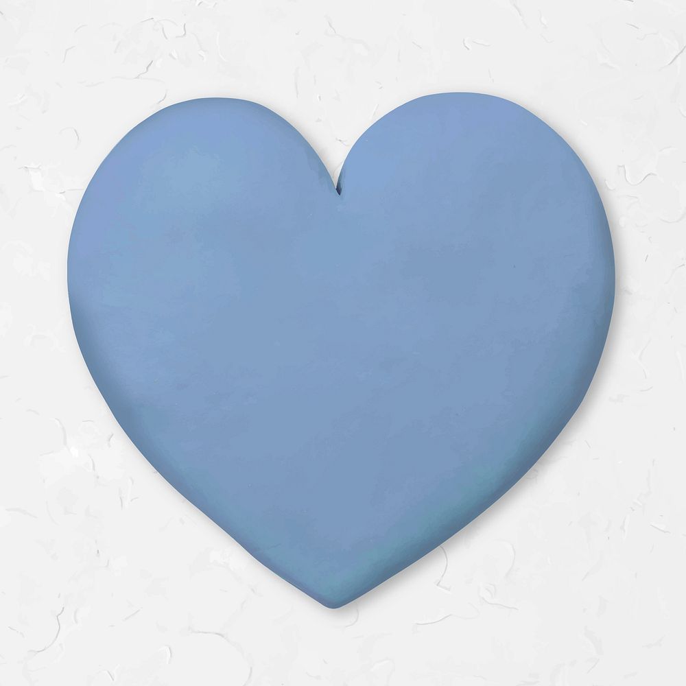 Cute heart dry clay vector blue graphic for kids