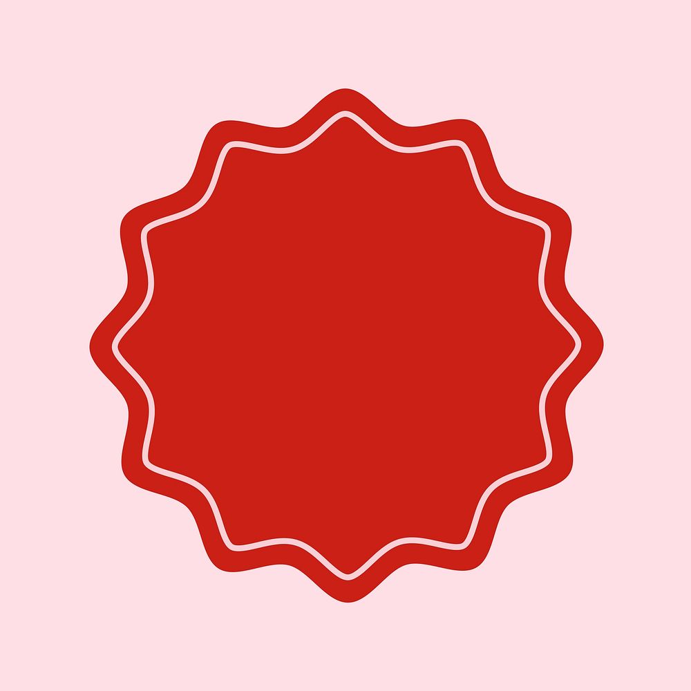 Blank badge element vector in red color