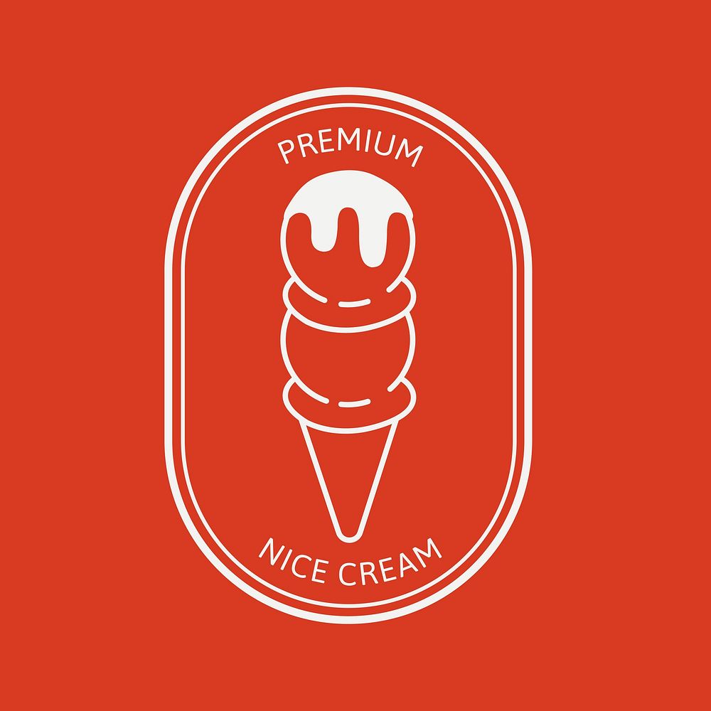 Ice cream business logo vector in cute doodle style