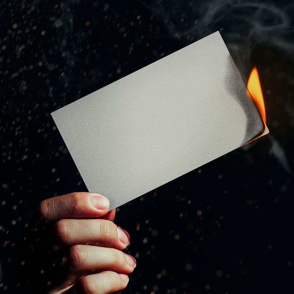 Burning paper, realistic flame with blank design space