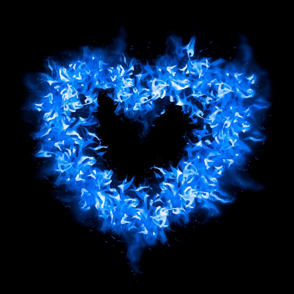 Heart flame sticker, blue creative design vector