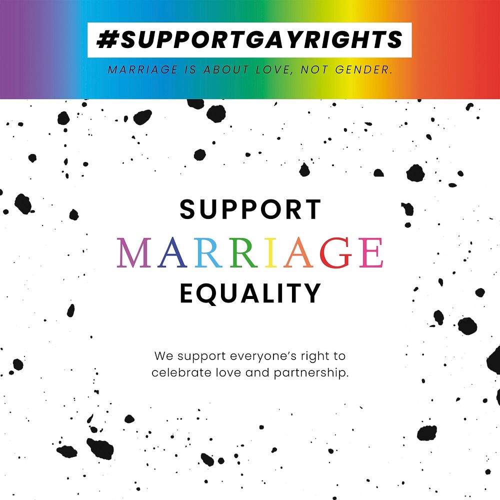 Pride month template vector with support marriage equality quote for social media post