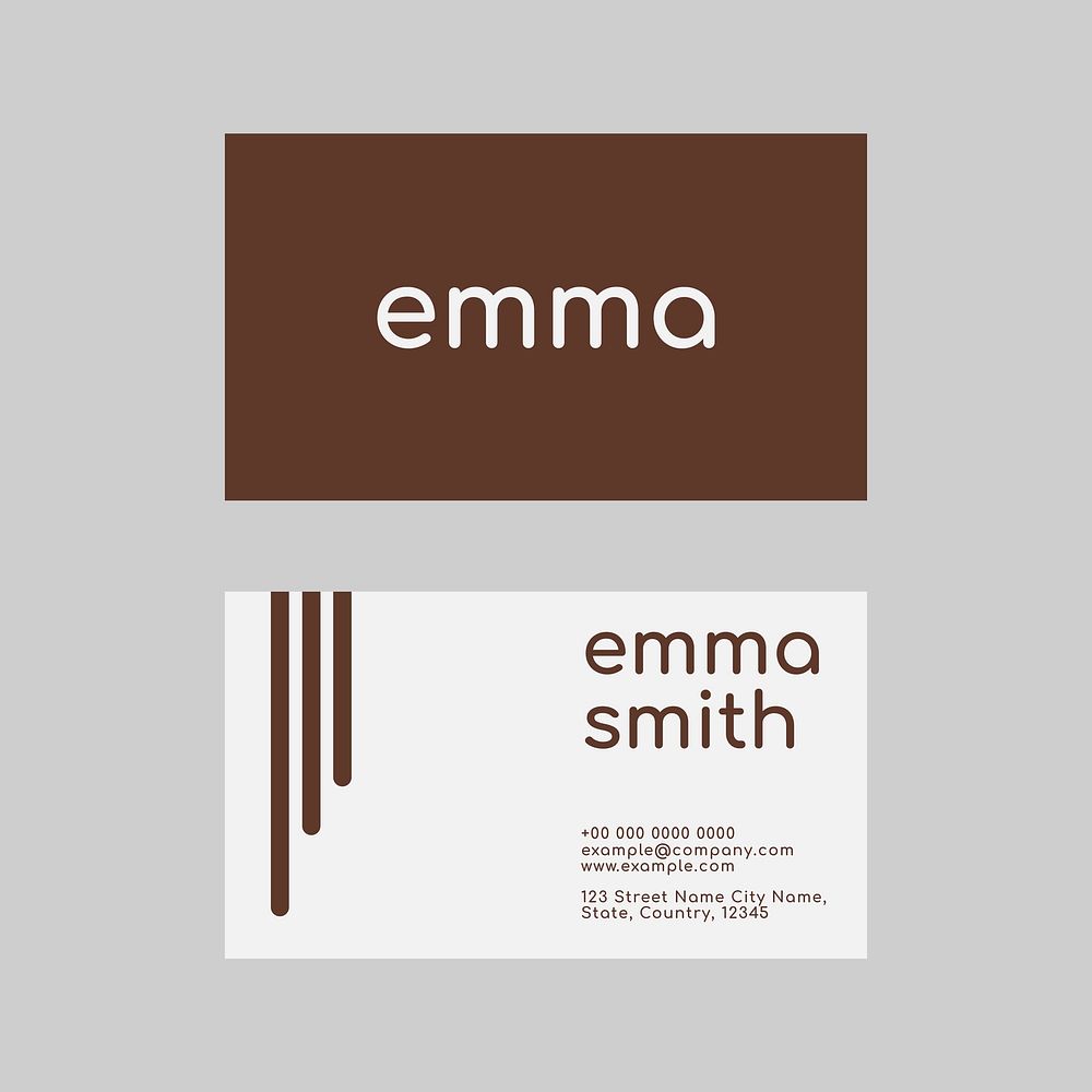 Business card template vector in brown and white tone flatlay