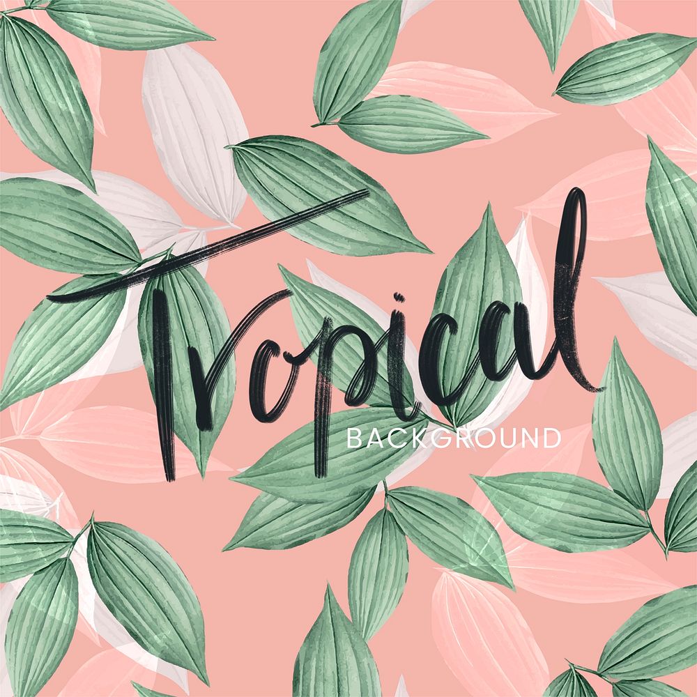 Pink tropical leafy background vector