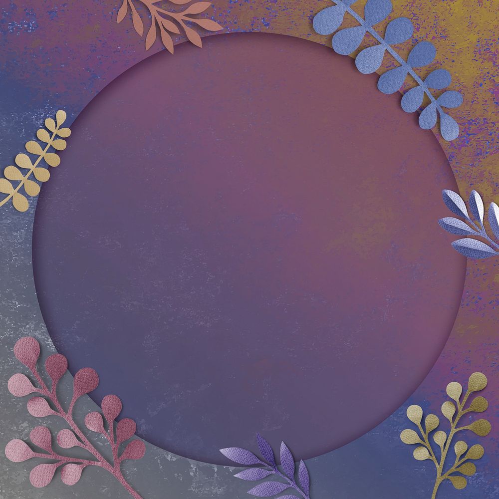 Blank colorful round leafy frame vector