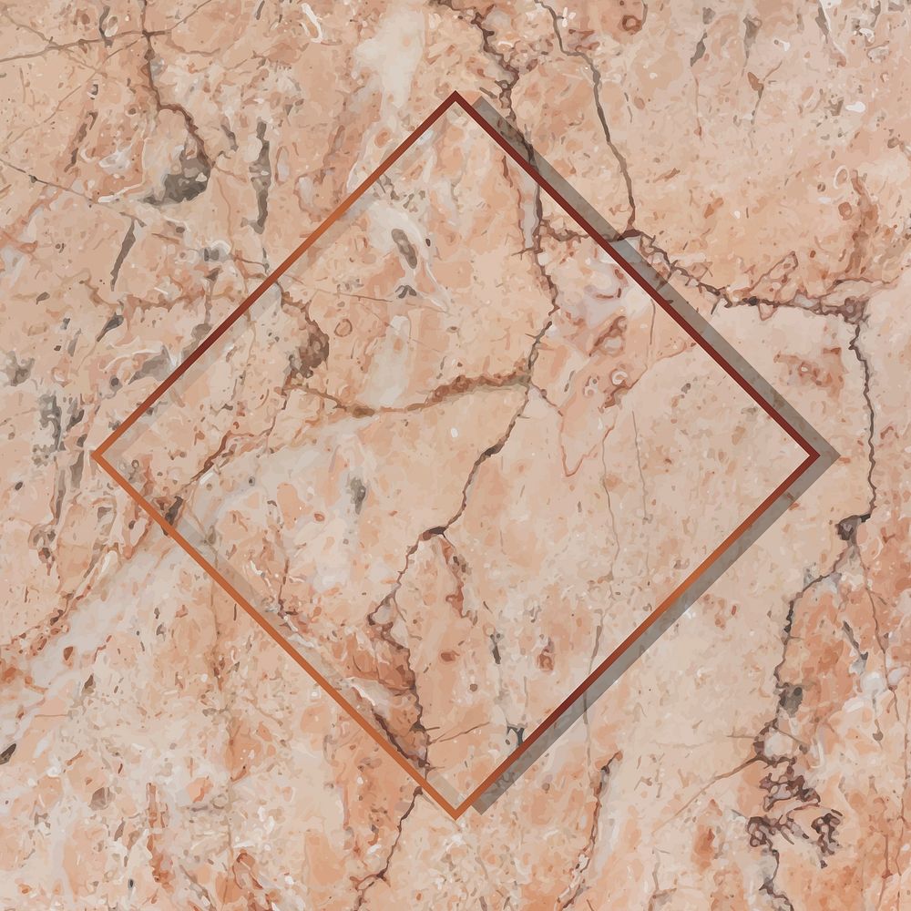 Rhombus copper frame on orange marble background vector