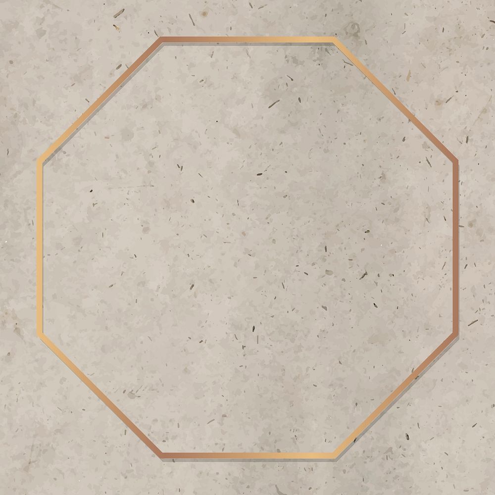 Octagon gold frame on brown marble background vector