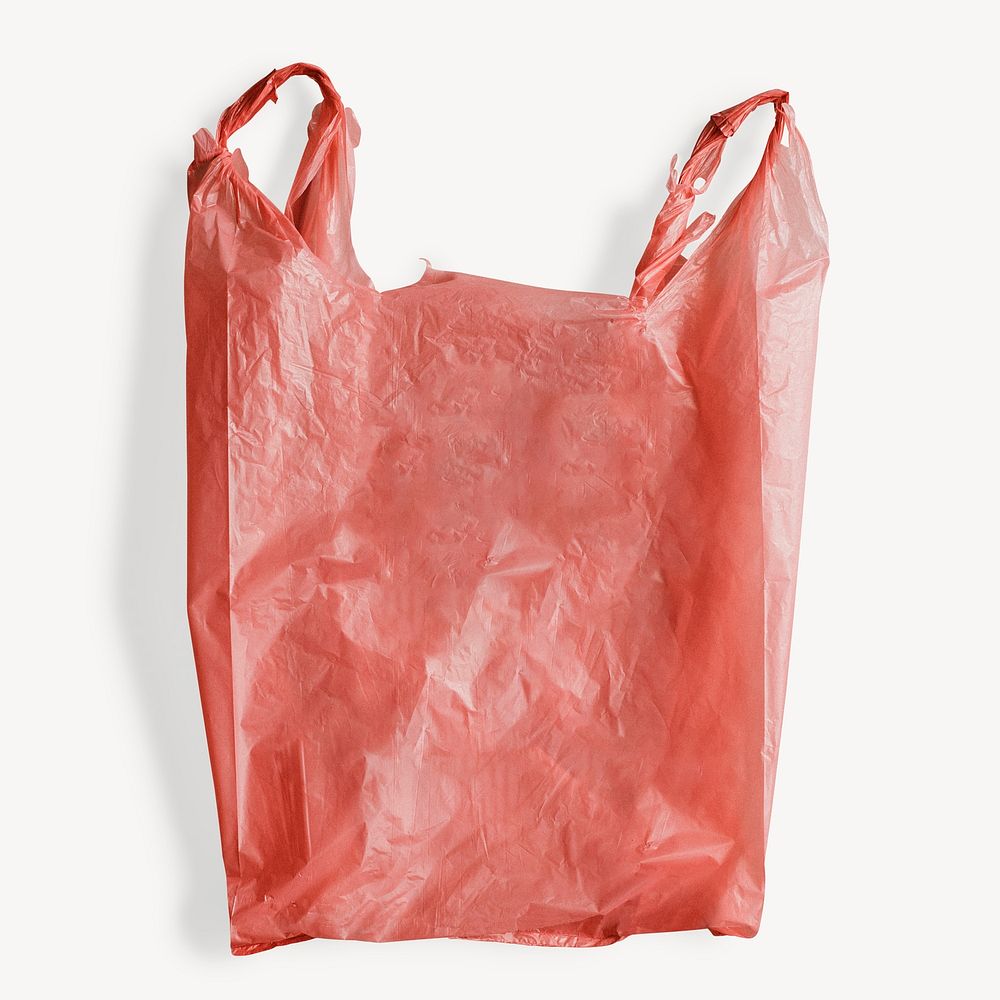 Plastic bag collage element, red package design psd