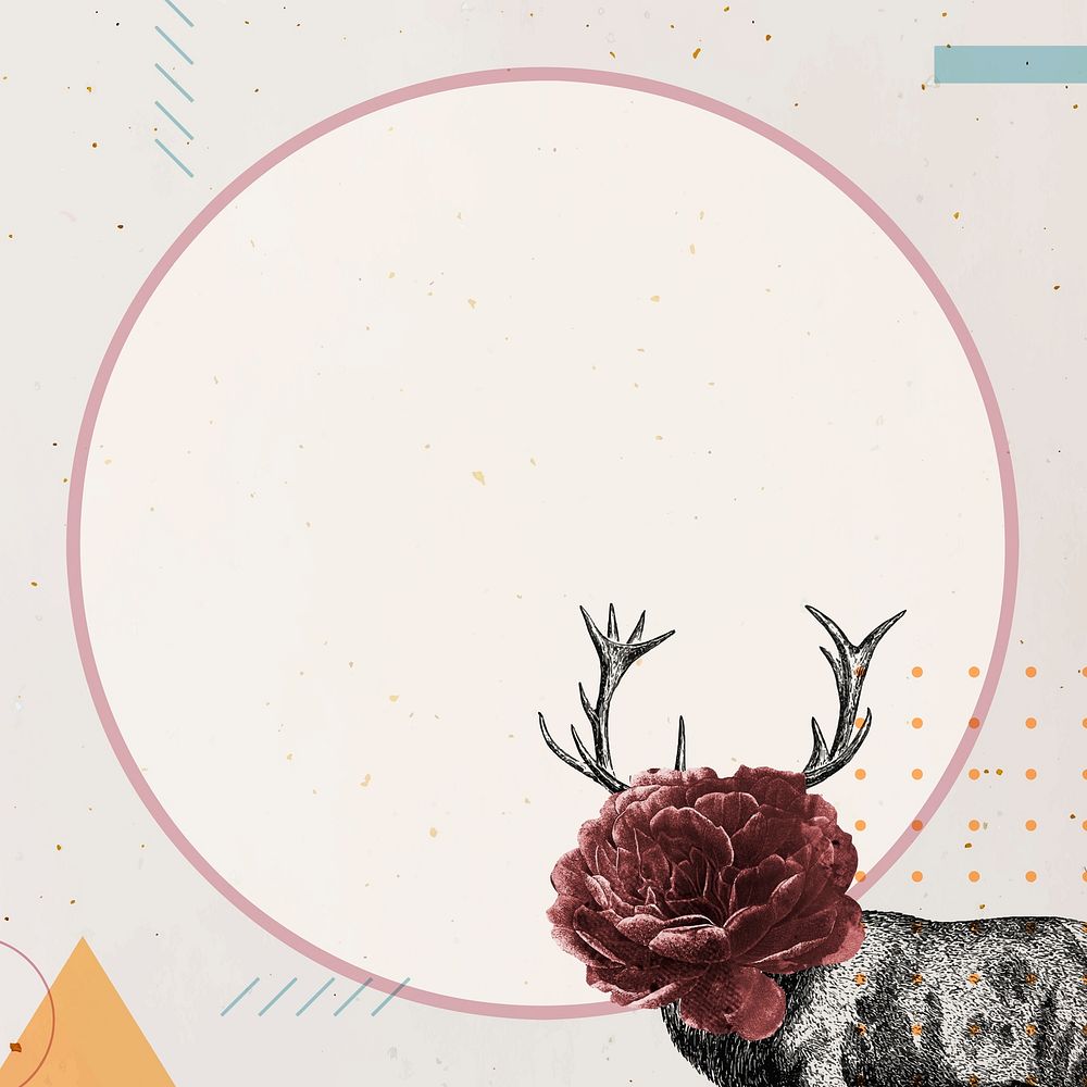 Blank round frame with a deer vector