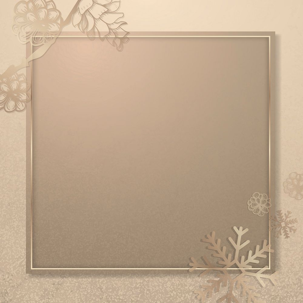 Square snow flake frame background vector