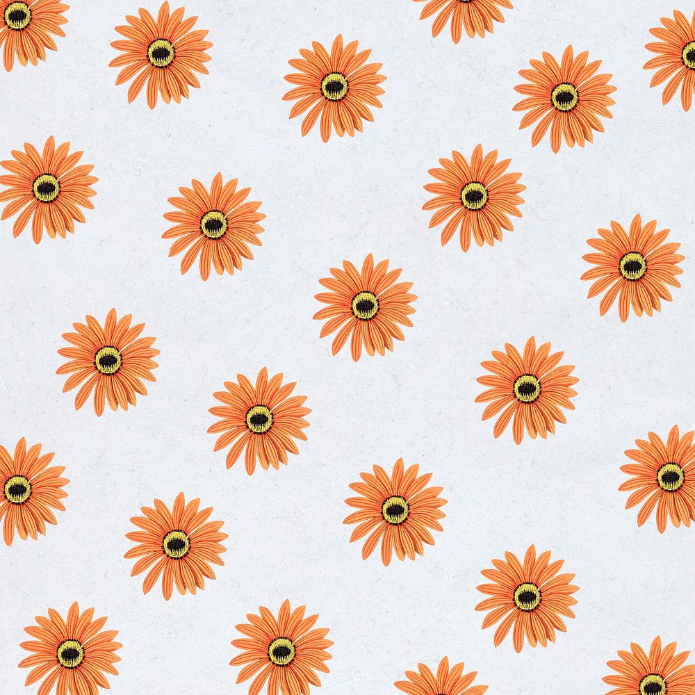 Orange gerbera patterned banner or wallpaper