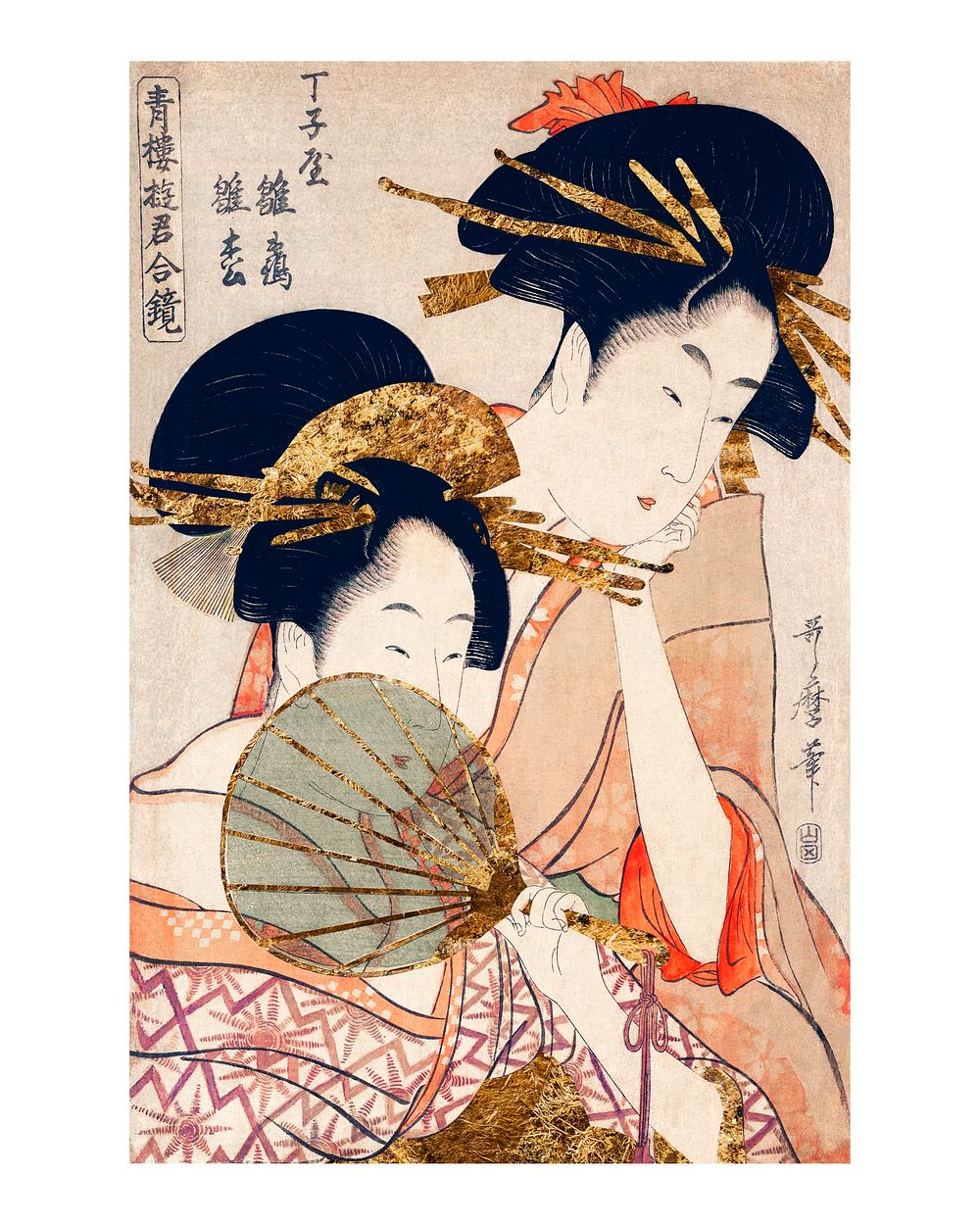 Traditional Japanese women vintage illustrationwall art print and poster.