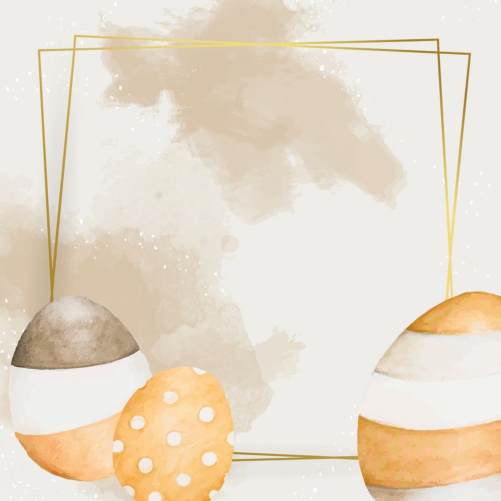 Gold Easter frame with eggs vector