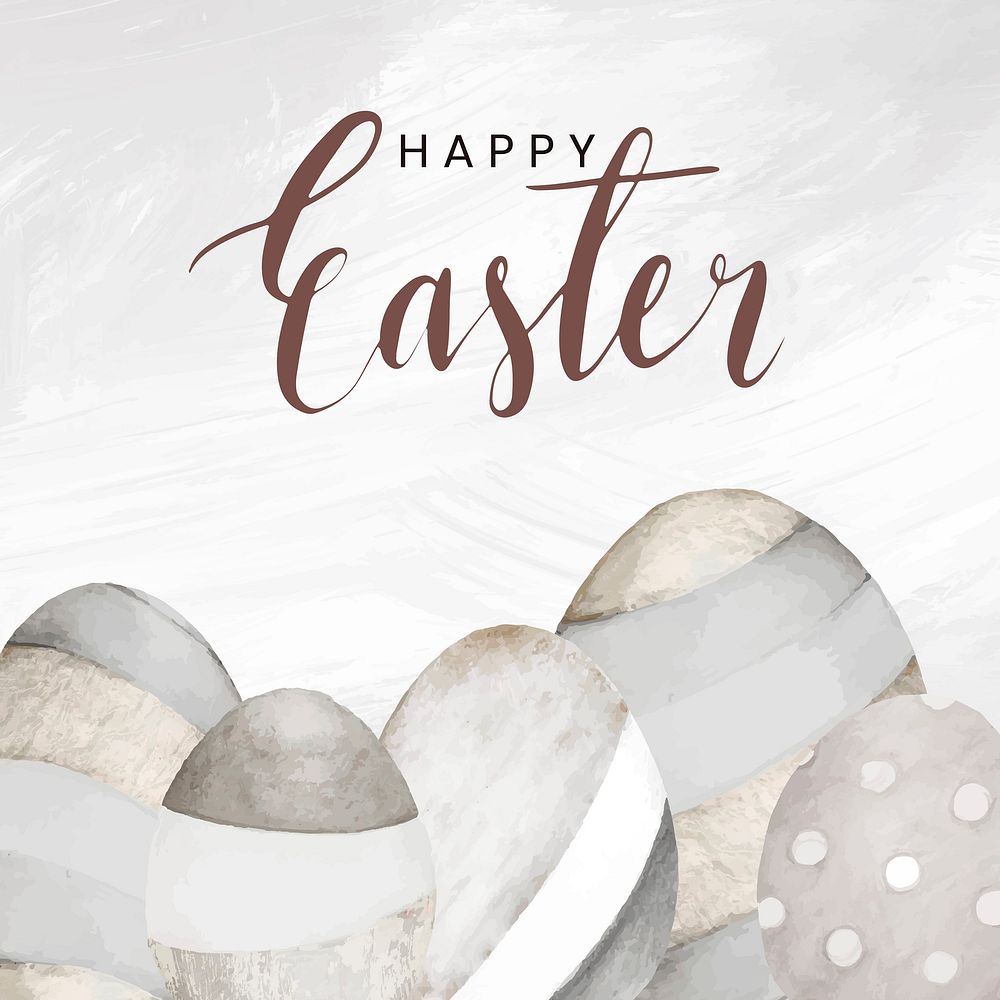 Neutral gray happy Easter template design vector