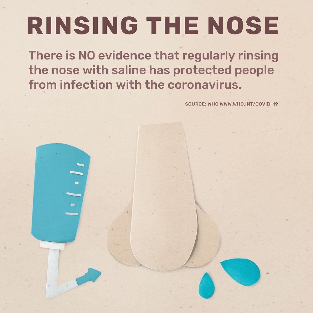 Rinsing the nose can not protect from infection from coronavirus paper craft social template
