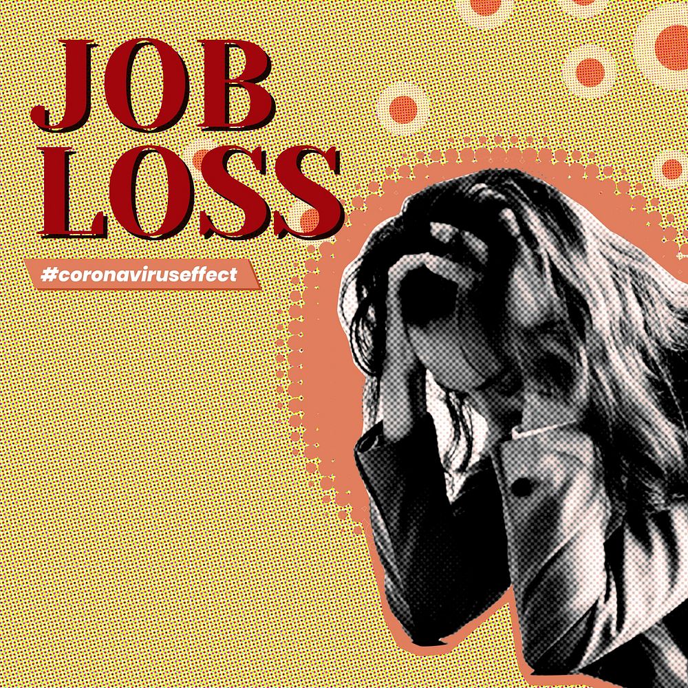 Woman loses her job due to the coronavirus social banner vector