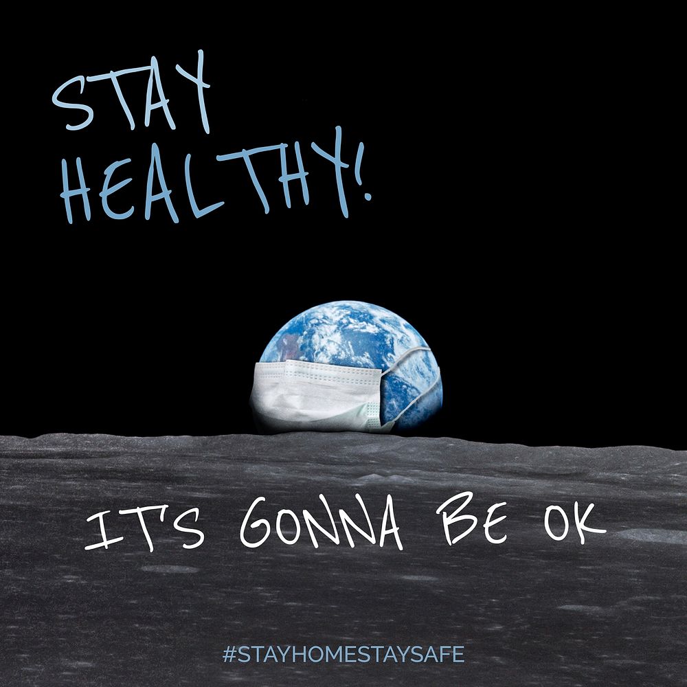 Stay healthy, it's gonna be ok during coronavirus pandemic social template vector