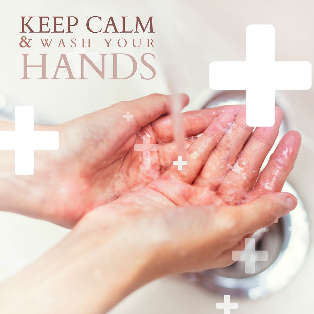 Keep calm and wash your hands social template vector