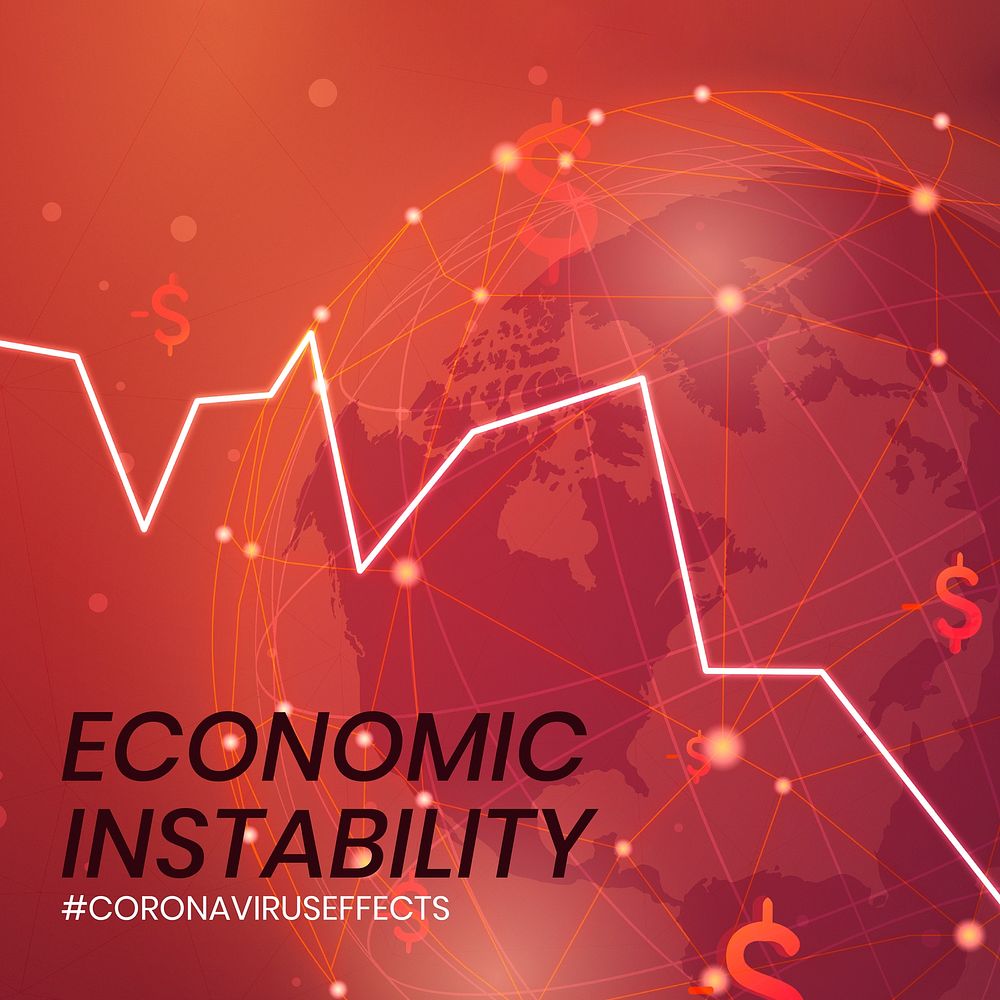 Economic instability due to COVID-19 social banner vector