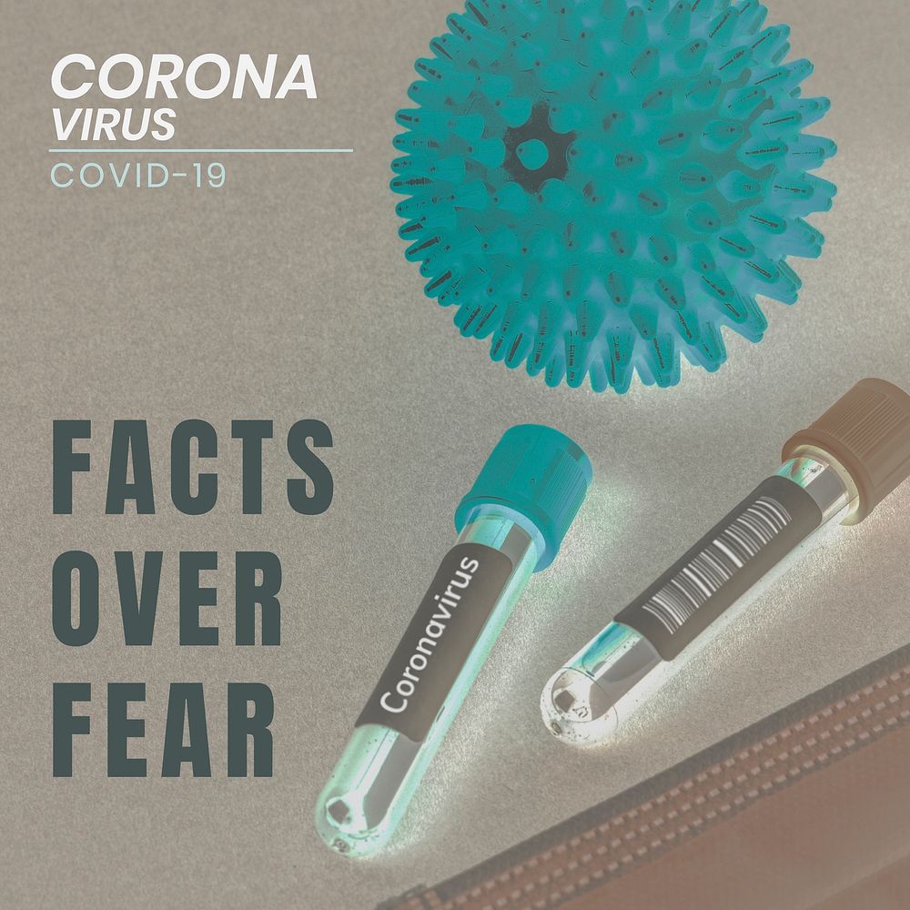 Coronavirus facts over fear social banner template vector
