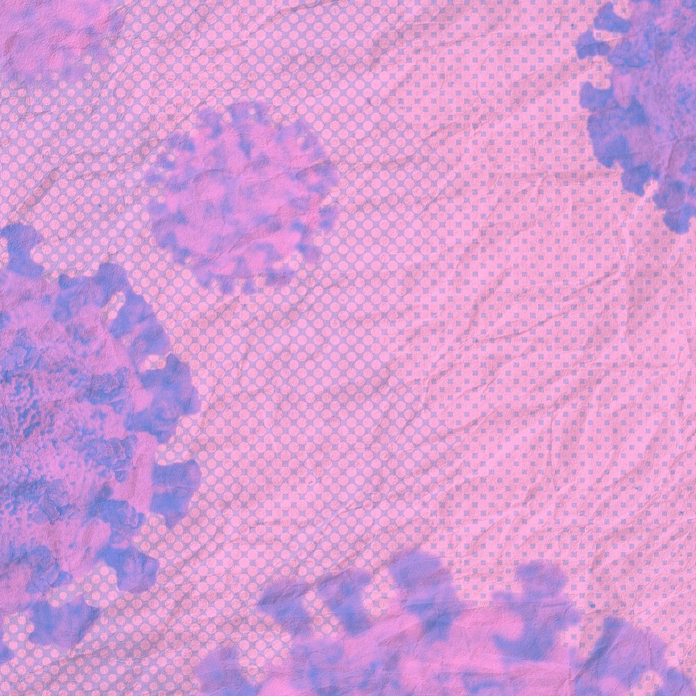 Coronavirus cells under microscope patterned social template illustration