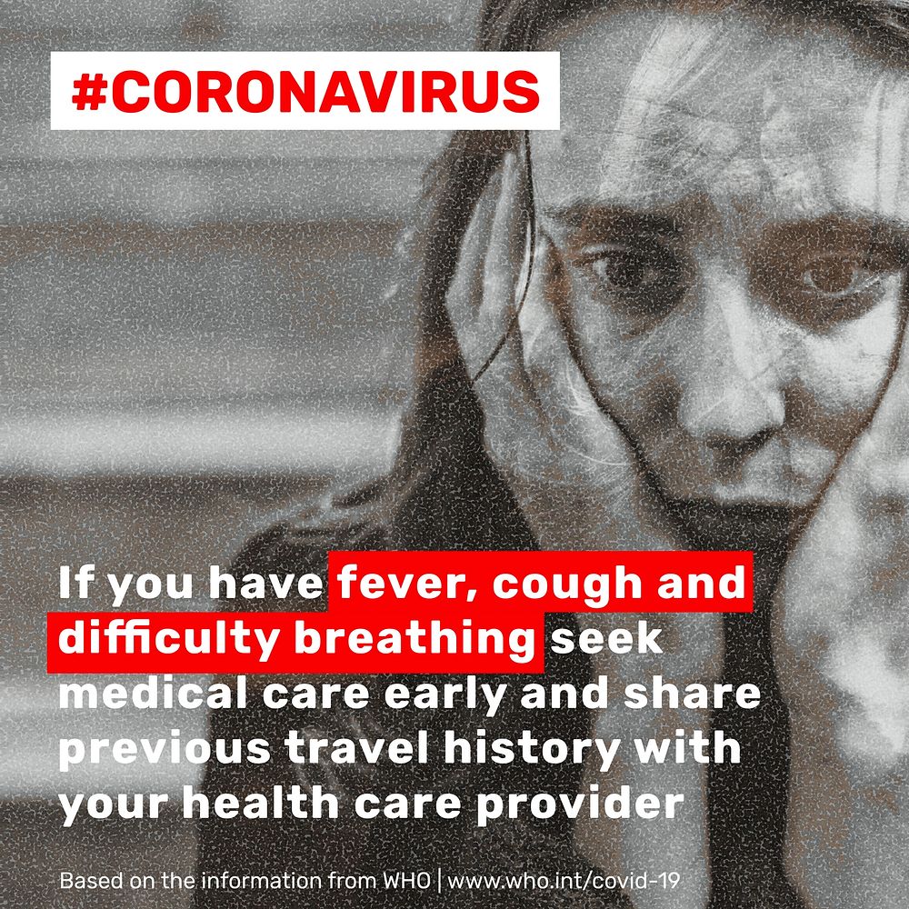 Coronavirus symptom advice social template source WHO